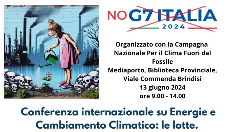 NoG7 conferenza su cambiamenti climatici e energie